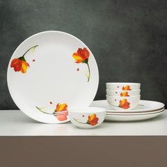Clay Craft Fine Ceramic Eco Dinner Set, Enchanting Gold, for Family of 4, Dinner Set Ceramic, Crockery Set, Dining Set for Dinner, Crockery Set for Gift, Kitchen Set (ECO3, 8 Pieces)