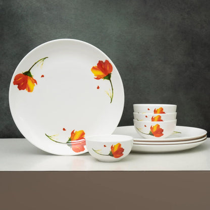 Clay Craft Fine Ceramic Eco Dinnerware, Enchanting Gold, for Family of 4, 8-Piece Dinner Set