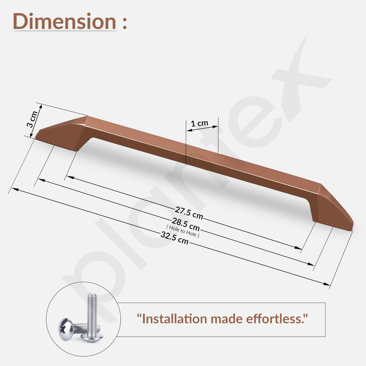 Plantex Cabinet Handle/288mm Handle for Cabinet/Door Pull-Push Handle for Home/Office - Pack of 1 (Rose Gold) (Model APS-DTC-3780)-3