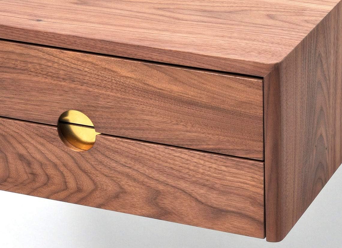 Elegant Floating Nightstand with Double Drawer – Sheesham Wood, Walnut Finish – Space-Saving Wall-Mounted Bedsi