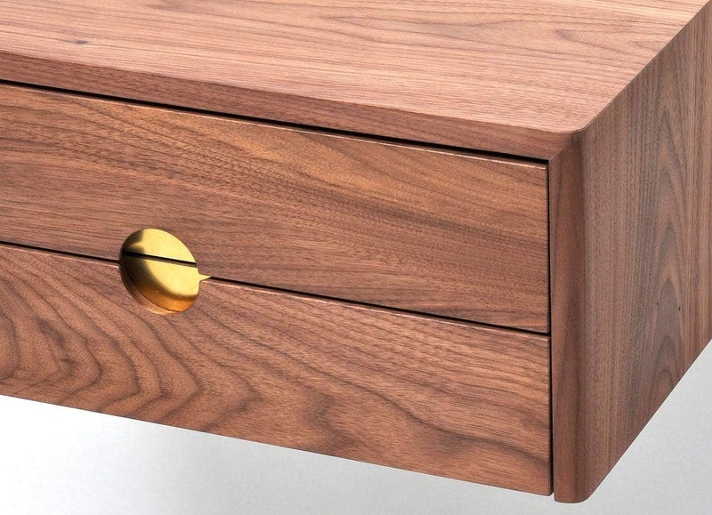 Elegant Floating Nightstand with Double Drawer – Sheesham Wood, Walnut Finish – Space-Saving Wall-Mounted Bedsi