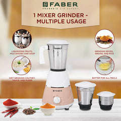 Faber Marvel 500W Blender Mixer Grinder, || low-noise, up to 18000 rpm speed || 1 year comprehensive warranty (FMG MARVE