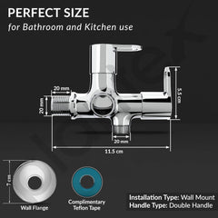 Plantex Pure Brass Angle Valve 2 in 1/Two Way Anglular Cock Tap with Wall Flange & Teflon Tape/Valve for Bathroom with 7 Year Manufacturer's Warranty- (Flip, Chrome)-4