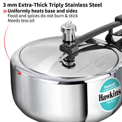 Hawkins 3 Litre Tri-Ply Pressure Cooker cum Pan, Triply Stainless Steel Inner Lid Cooker, Pan, Silver (SSTPP3)