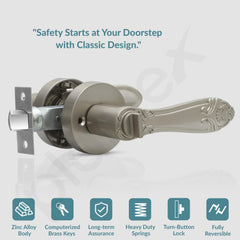 Plantex Premium Door Lock for Home/Mortise Lock for Door/Main Door Lock with 3 Key - (Satin)-3