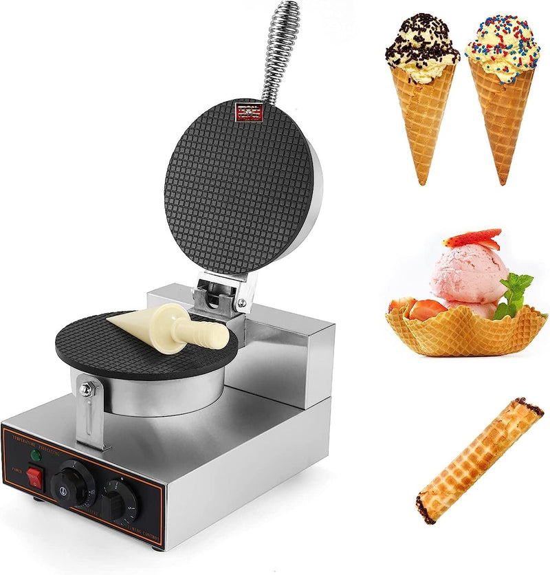 MAZORIA Waffle Cone Maker with Roll Mold Non-Stick Plates, Quick & Easy Cone Making with Temperature & Timer Control