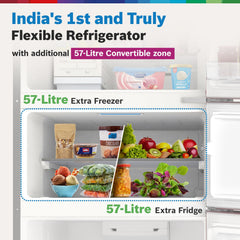 BOSCH MaxFlex Convert 335L, 3 Star Inverter Frost Free Triple Door Refrigerator (2024 Model, CMC36K03NI, 8-in-1 Convertible, UV Protected Body Shield, VitaFresh Technology, Adaptive UI, Smoky Steel)