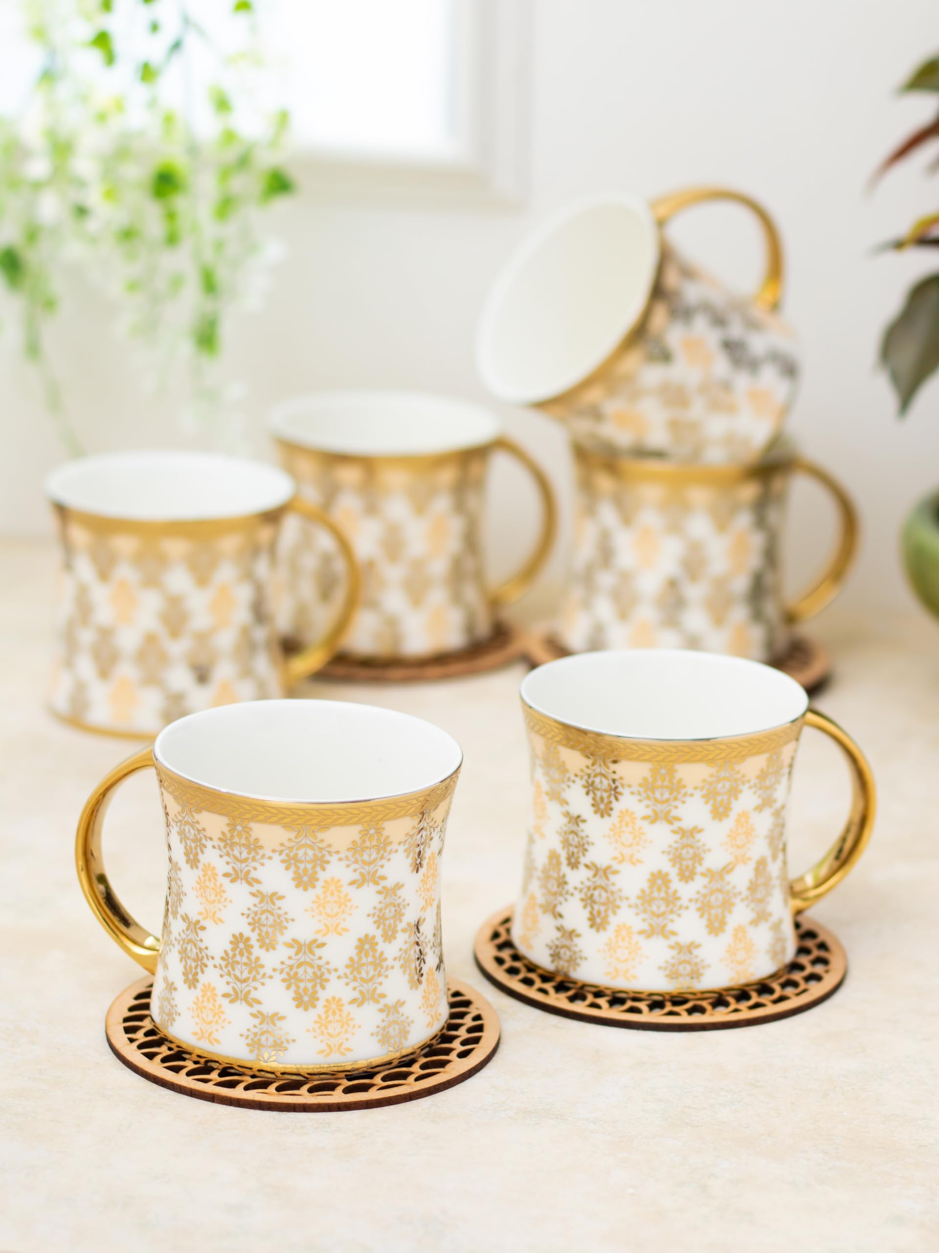 Clay Craft - Diamond Coffee Mugs Set, 6-pieces, 230ml, Ebony E671, multicolor, standard (CM-DIAMOND-EBONY-E671)