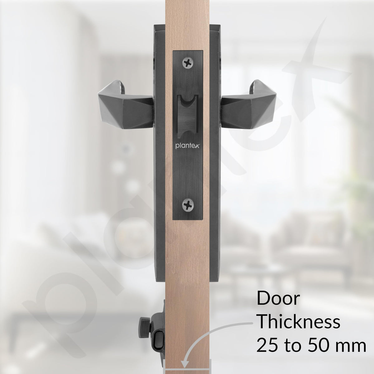 Plantex Heavy Duty Door Lock “ Bathroom Door Lock/Mortise 8inch Keyless Plate Handle Set for Home/Bathroom/Store Room/Balcony/Office with Baby Latch (8129- Grey)-3