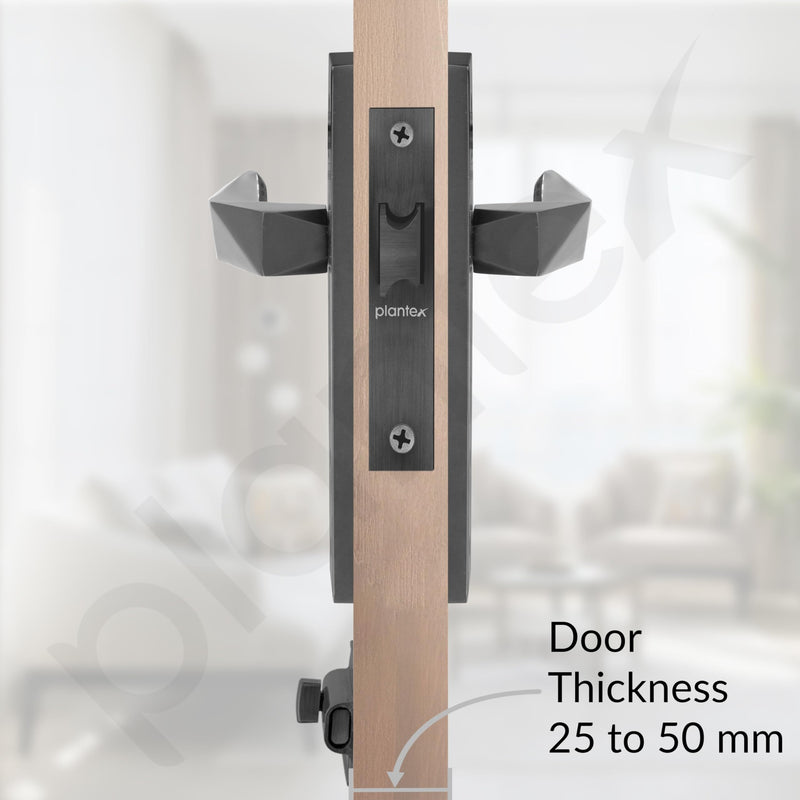 Plantex Heavy Duty Door Lock “ Bathroom Door Lock/Mortise 8inch Keyless Plate Handle Set for Home/Bathroom/Store Room/Balcony/Office with Baby Latch (8129- Grey)-3