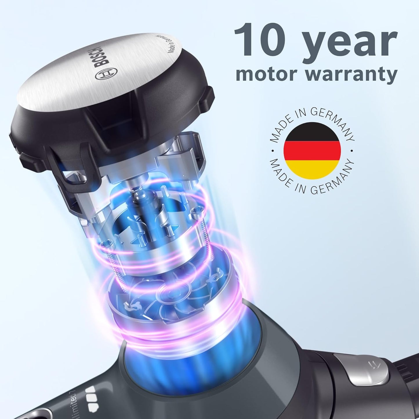 Bosch Unlimited 7 Cordless Vacuum Cleaner with Rechargeable 3.0 Ah Battery and FlexTube, LED Lighting, 10-Year Motor Warranty, in Graphite