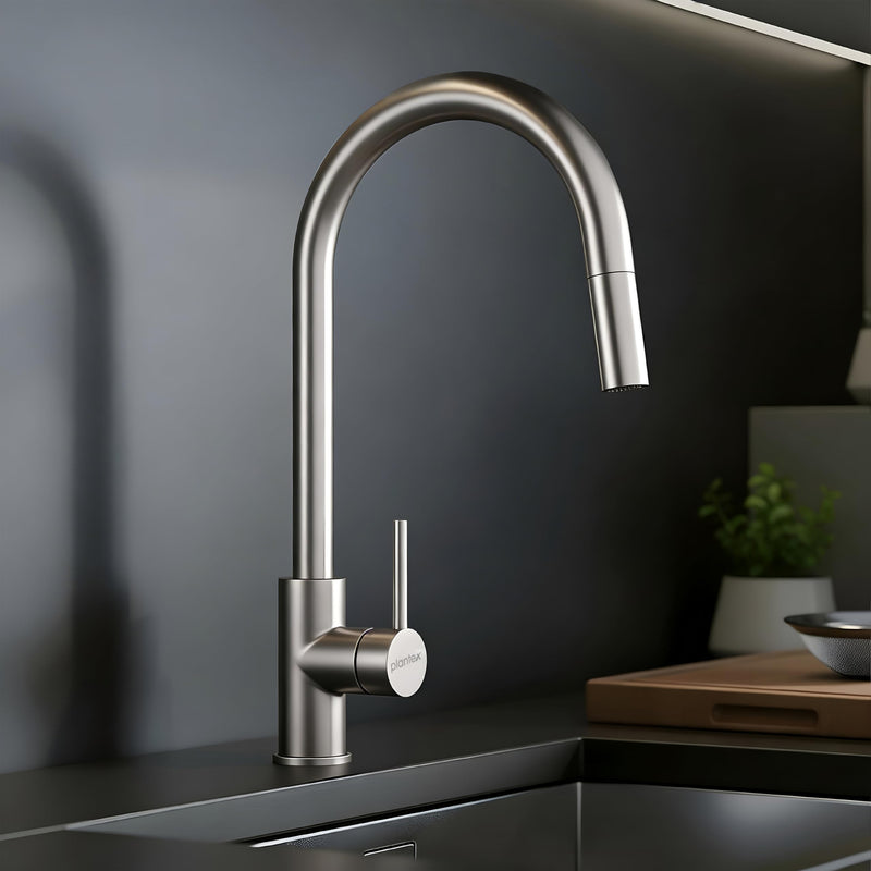 Plantex Pull-Down Kitchen Sink Tap/304 Stainless Steel Sink Tap for Kitchen Basin with 360? Swivel Spout/Kitchen Sink Faucet- (1062, Matt)-1