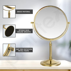 Plantex Premium Brass Magnifying Mirror/Two-Sided 360° Swivel Makeup Mirror with 5x/1x Magnification/Table Mirror (8 Inch-Golden/Tabletop)-4