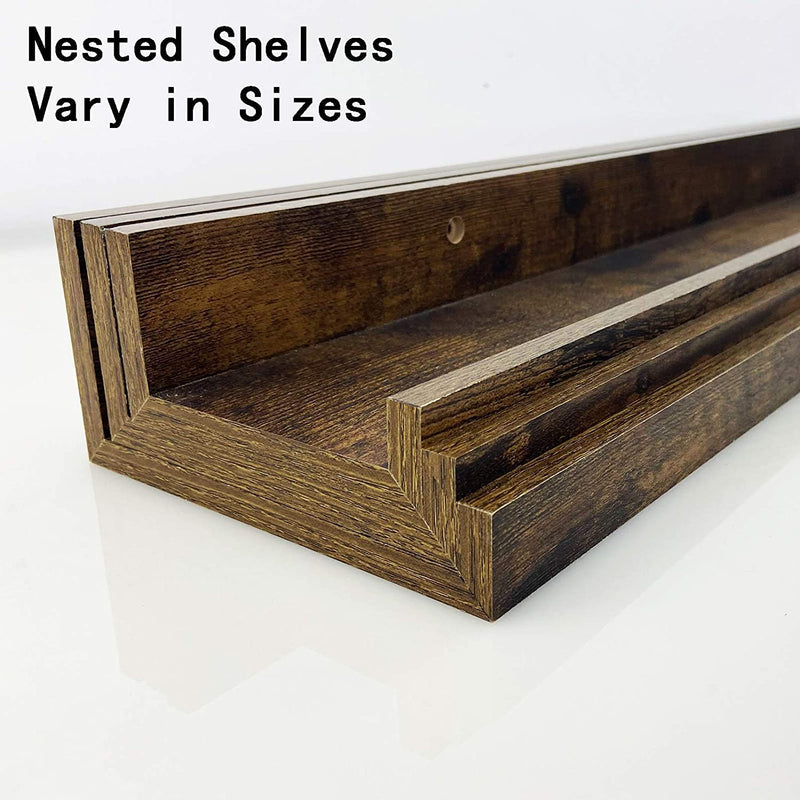 Sheesham Wood Wall Mounted Rustic Large Picture Ledge Floating Wall Shelf - (Set of 3) (36 INCHES)