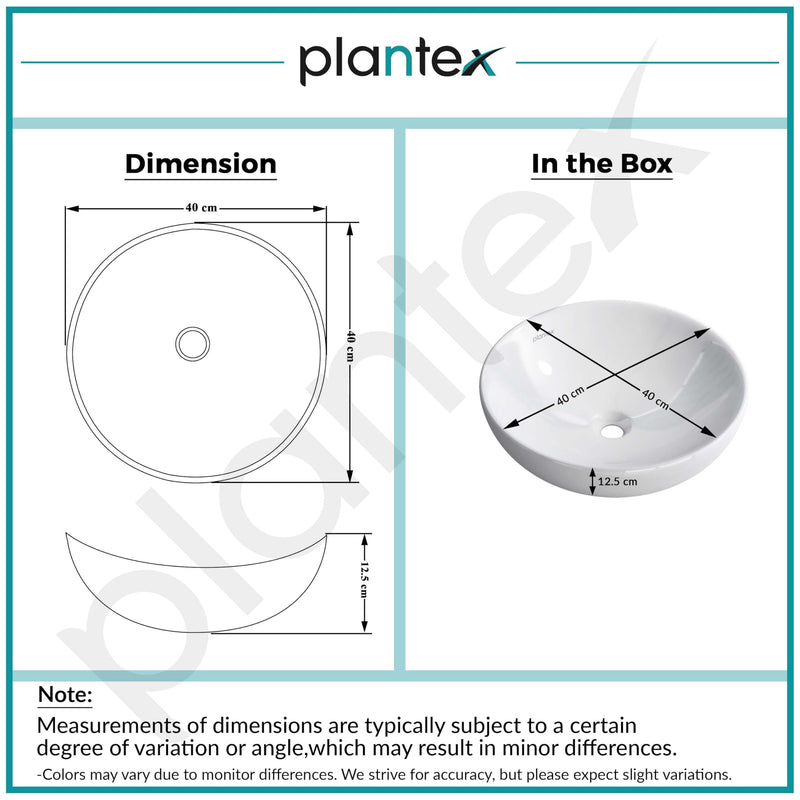Plantex Platinum Ceramic Table Top Wash Basin/small Basin for Bathroom with 10 Years Glaze Warranty by Plantex (15.5 x 15.5 x 5 Inch - White)-3