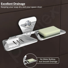 Plantex Stainless Steel Chrome Finish Double Soap Dish Stand/Wall Mounted Soap Holder - Bathroom Accessories-6