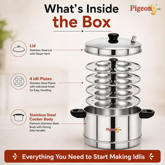 Pigeon Classic Stainless Steel Idli Cooker with Whistle Indicator