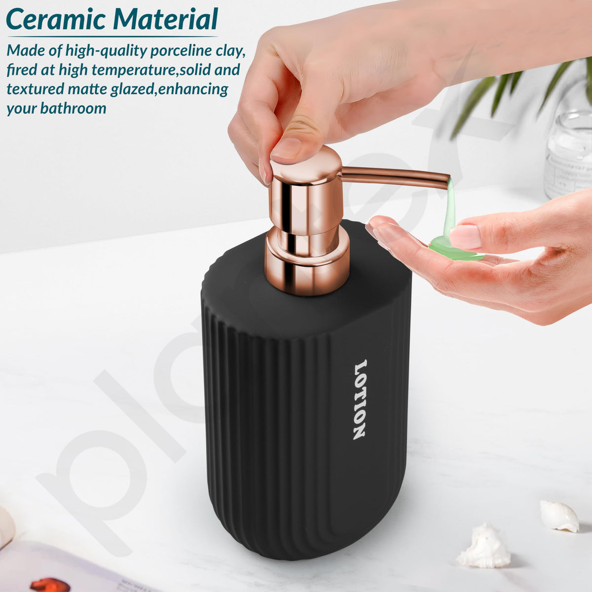 Plantex Ceramic Bathroom Set - Soap Holder for Bathroom/Liquid Soap Dispenser/Tumbler Holder/Toothbrush Holder - 3 Pcs Set (Model APS-NZBA-421)-3