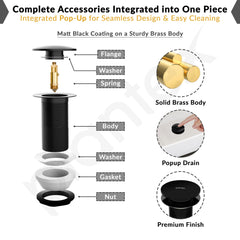 Plantex Solid Brass Waste Coupling for Washbasin/Coupling 3 inch/Full Thread Waste Coupling Black - Pack of 1 (Matt Black)-4