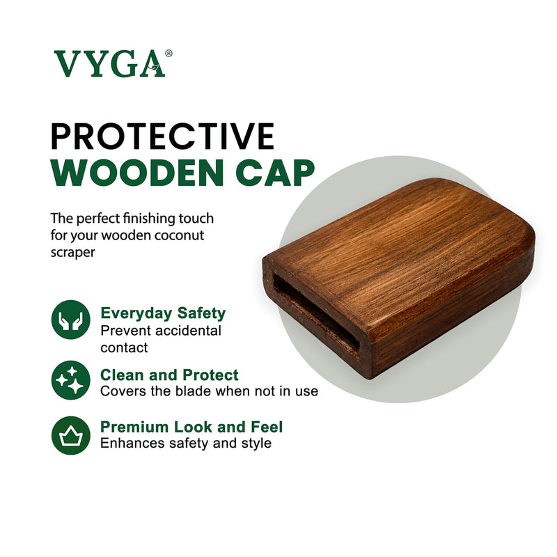 Vyga Bold Teak Wood Coconut Scraper with Iron Blade, Traditional Kerala Handcrafted Design, Bowl Ring Base