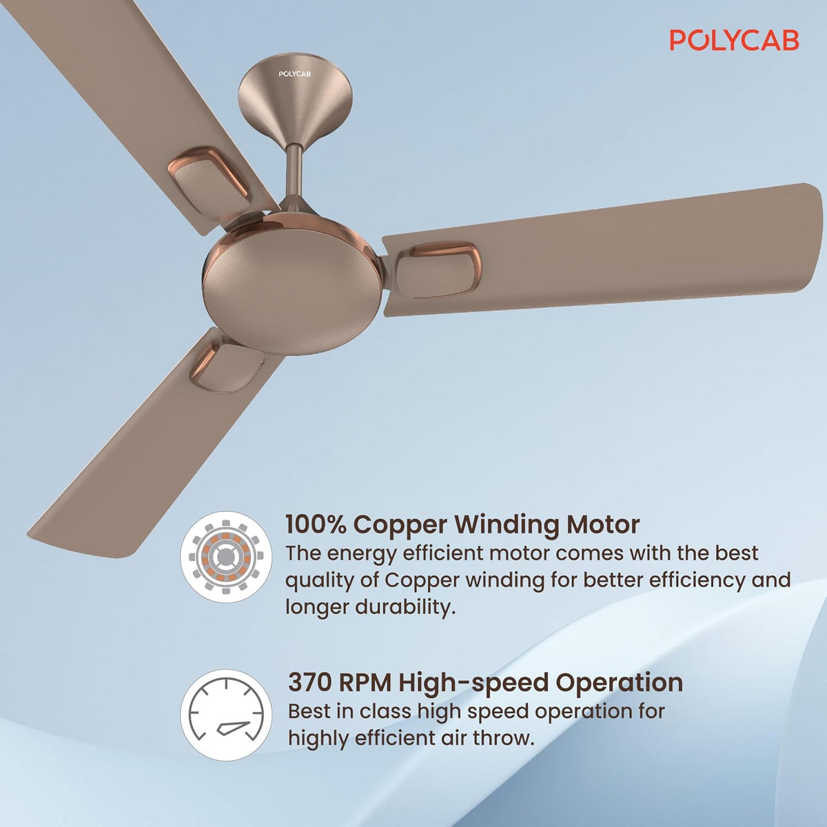 Polycab Aerobliss 1200 mm 1 Star Ceiling Fan (Cocoa Bronze)-4