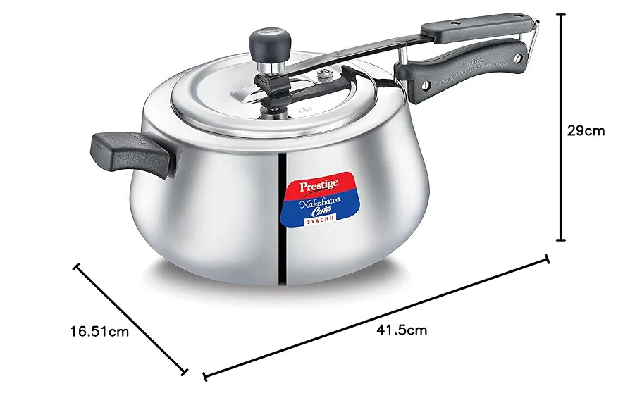 Prestige 5Litre Stainless Steel Nakshatra Cute Svachh Pressure Cooker|Deep Inner lid for spillage control|Induction compatible|3 layers sandwich bottom|Heavy gauge body|5 years warranty|ISI Certified