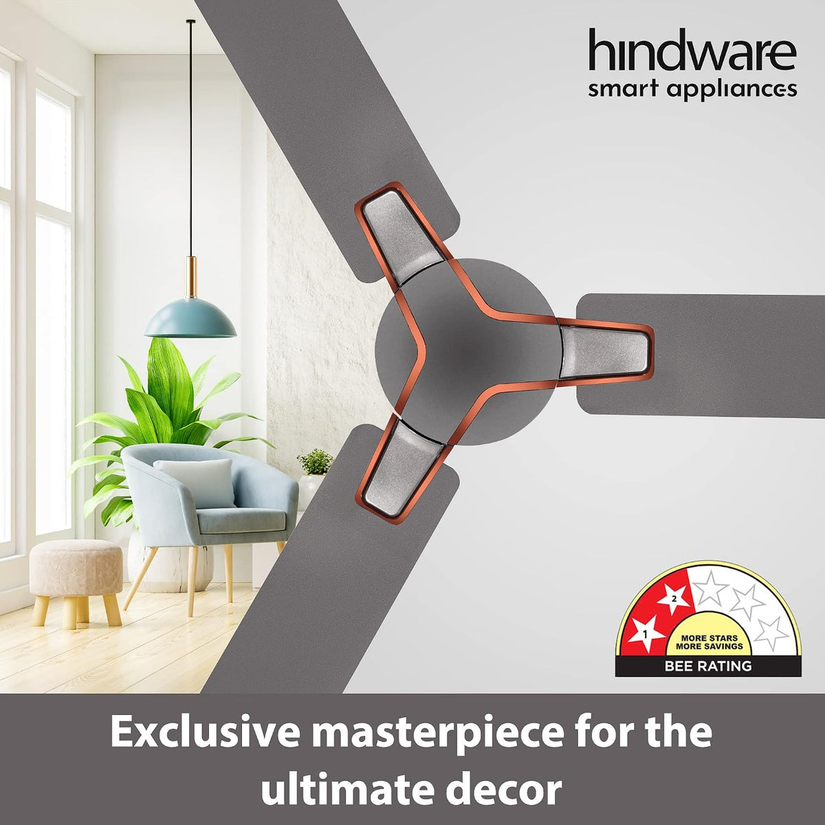 Hindware Alita 1200 mm Star Rated Ceiling Fan (Titanium Grey)