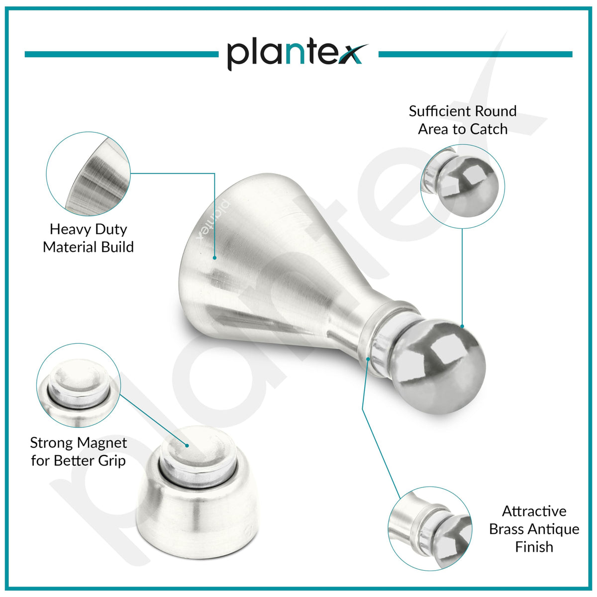 Plantex Door Stopper for Home/High Grade Stainless Steel Door Catcher/5 Inch Door Magnet Stopper/360 Degree Angle Door Magnet for Home/Office/Hotel - (Matt)-4