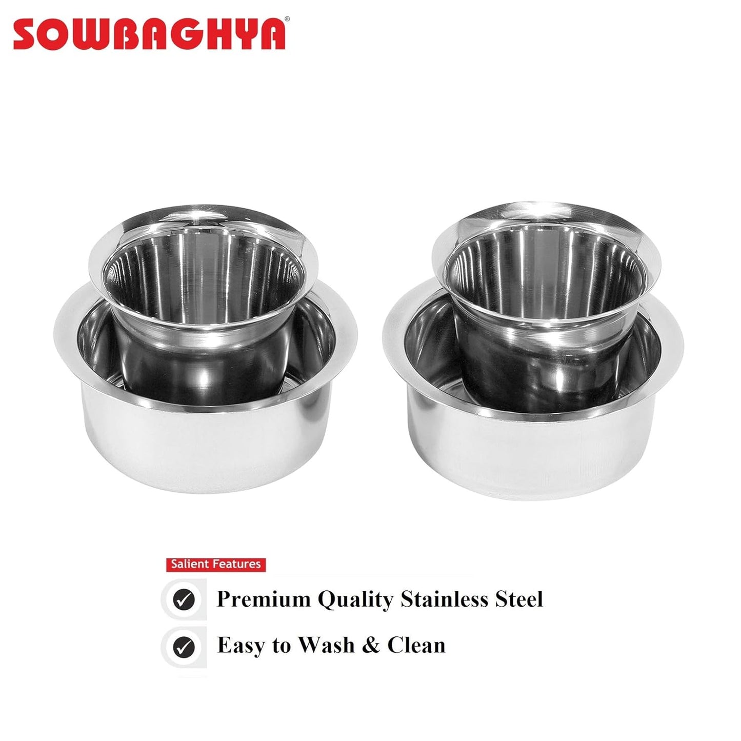 SOWBAGHYA Stainless Steel Dabara Set (4Pcs) | Dabara- 2 Nos, Tumbler- 2Nos| Tea Dabara Set | South Indian Coffee | Serving Drinkware | Stainless Steel Dabaraset