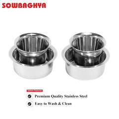 SOWBAGHYA Stainless Steel Dabara Set (4Pcs) | Dabara- 2 Nos, Tumbler- 2Nos| Tea Dabara Set | South Indian Coffee | Serving Drinkware | Stainless Steel Dabaraset