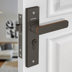 Plantex Heavy-Duty Main Door Mortise Lock Handle Set with 3 Keys, Brass Lock Body & Cylinder (8125 - Grey & PVD Choco)-1