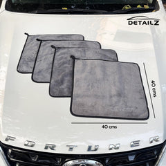 DETAILZ 500 GSM Microfiber Cleaning Cloth for Car, Bike & Home | Ultra Soft Lint-Free Microfiber Towel | Double Sided Extra Thick Plush for Scratch-Free Drying & Detailing-40x40 cm (Pack of 1, Grey)