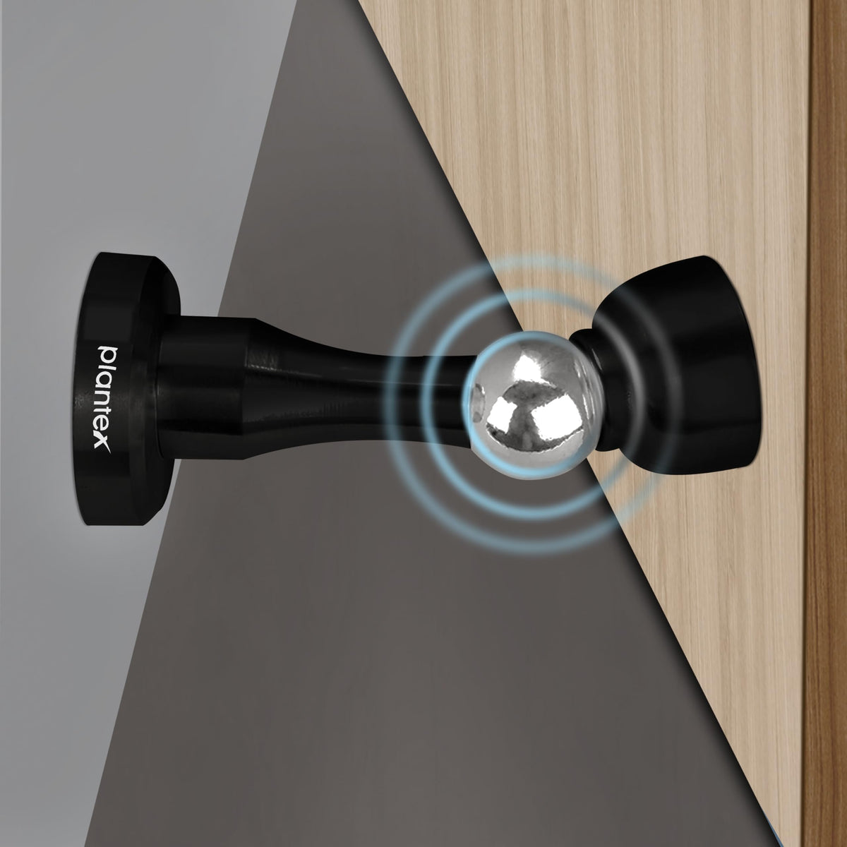 Plantex Stainless Steel 360 Degree 4 inch Door Magnet Stopper for Home/Office/Hotel Wall and Floor Mounted Soft-Catcher to Hold Wooden/Glass/PVC Door Stops - Pack of 2 (Black Finish)-3