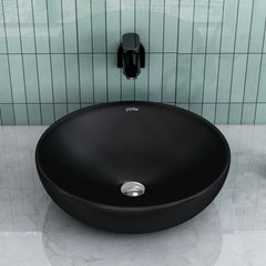 Plantex Platinum Ceramic Tabletop Round Wash Basin/Countertop Bathroom Sink/Tabletop Wash Basin(Black, 15.5 x 15.5 x 5 Inch)-6