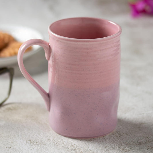 Clay Craft Fine Ceramic YOLO Solid Self Design Milk/Coffee Mugs - 340 ml (Pink, 1 Piece)
