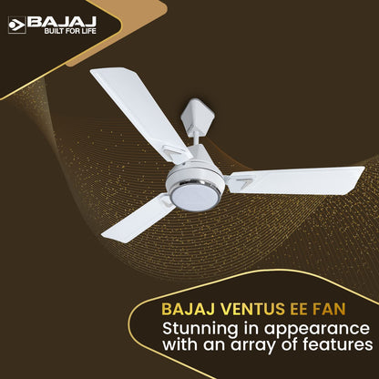 Bajaj Ventus EE 1200MM 1 Star Rated Ceiling Fans For Home | BEE Star Rated Energy Efficient Ceiling Fan | High Air Delivery | 2-Yrs Warranty 【Vanilla White】