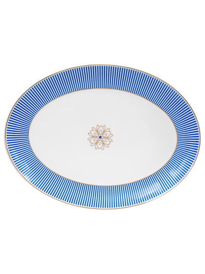 Clay Craft Fine Ceramic Gold Line Premium Classy Dinner Set of 40 - (Blue), for Family of 6, Dinner Set Ceramic, Crockery Set, Dining Set for Dinner, Crockery Set for Gift, Dinner Set 40 Pieces