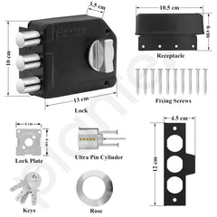 Plantex Brass Tri-Bolt Lock For Main Door/Heavy Duty Door Lock With 4 Keys/Suitable On Single Door For Home/Office/Hotel - Pack Of 1 (Z-Black) (Model APS-TB005)-4