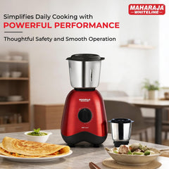 Maharaja Whiteline Neo 1..2..3 Mixer Grinder | 500 W Motor, 20,000 RPM | Long Running Time, Cooler Operation | Durable Coupler, Vacuum Foothold | Stainless Steel Blades | 2 Versatile Jars