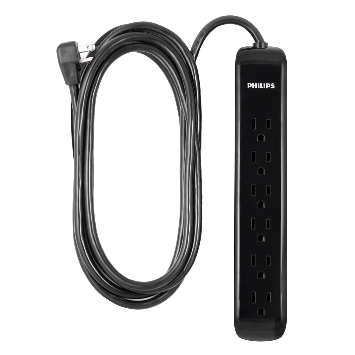 Philips 6 Outlet Surge Protector, 10 ft Extension Cord, Strip 1080 Joules, Flat Plug, Wall Mounted (SPP6110BC/37)