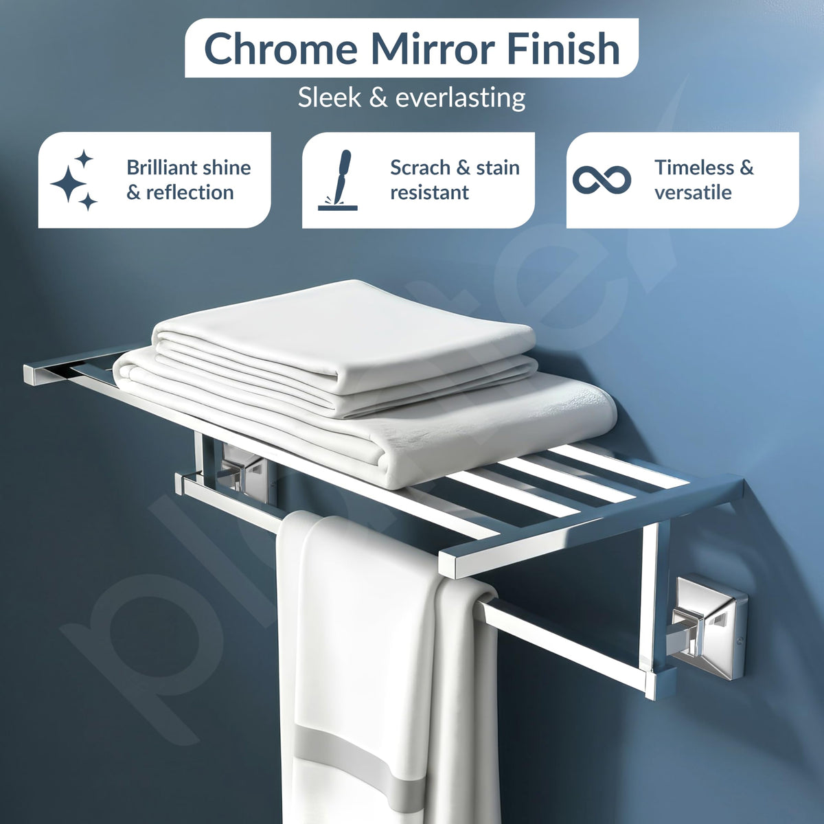 Plantex 304 Grade Stainless Steel Towel Rack for Bathroom/Towel Rod/Towel Hanger/Bathroom Accessories - Squaro (18-Inch) Chrome-3
