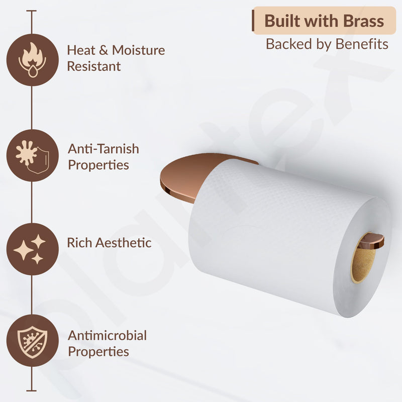 Plantex Smero Pure Brass Toilet Paper Holder/Toilet Paper Roll Holder/Tissue Paper Roll Holder for Bathroom - Smart (PVD Rose Gold)-4