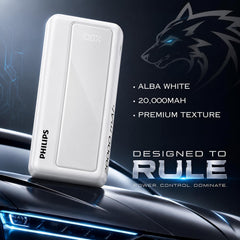 Philips 20000mAh 22.5W Fast Charging Power Bank (Alba White) with Digital LED Display