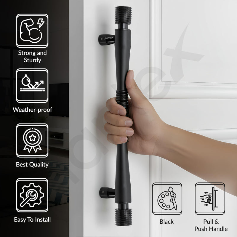 Plantex Main Door Handle/Stainless Steel Door Handle/12 Inch Pull-Push Handle for Home/Office - Pack of 1 (APS-147, Black)-3