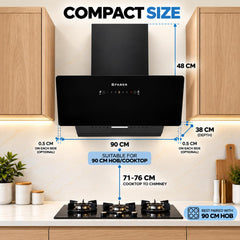 Faber 90cm 1400 m³/hr Vertical Wall Mounted Chimney|Filterless|Two Way Suction|Auto Clean|8 Yrs on Motor & 2 Yrs Compreh
