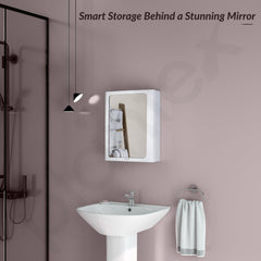Plantex Bathroom Cabinet with Mirror/ABS Bathroom Storage Cabinet/Mirror Cabinet for Wall/Mirror with Storage for Bathroom(14x18 Inch, White)-2