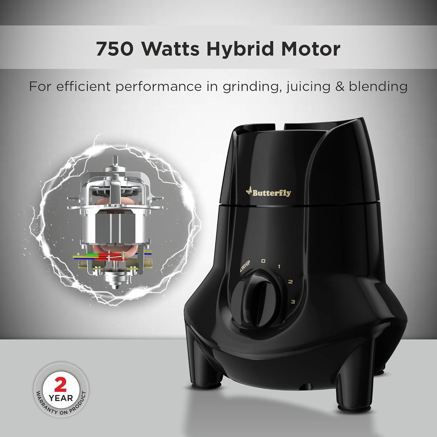 Butterfly Jet Elite Plus Mixer Grinder, 750W, 5 Jars, Grey