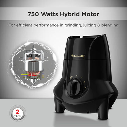 Butterfly Jet Elite Plus Mixer Grinder, 750W, 5 Jars, Grey