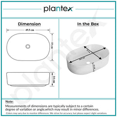 Plantex TableTop Wash Basin for Bathroom/Ceramic Basin with 10 Years Glaze Warranty by Plantex/Washbasin for Home/Hotel/Restaurant (Glossy White - 19 x 13 x 5.5 Inch)-2