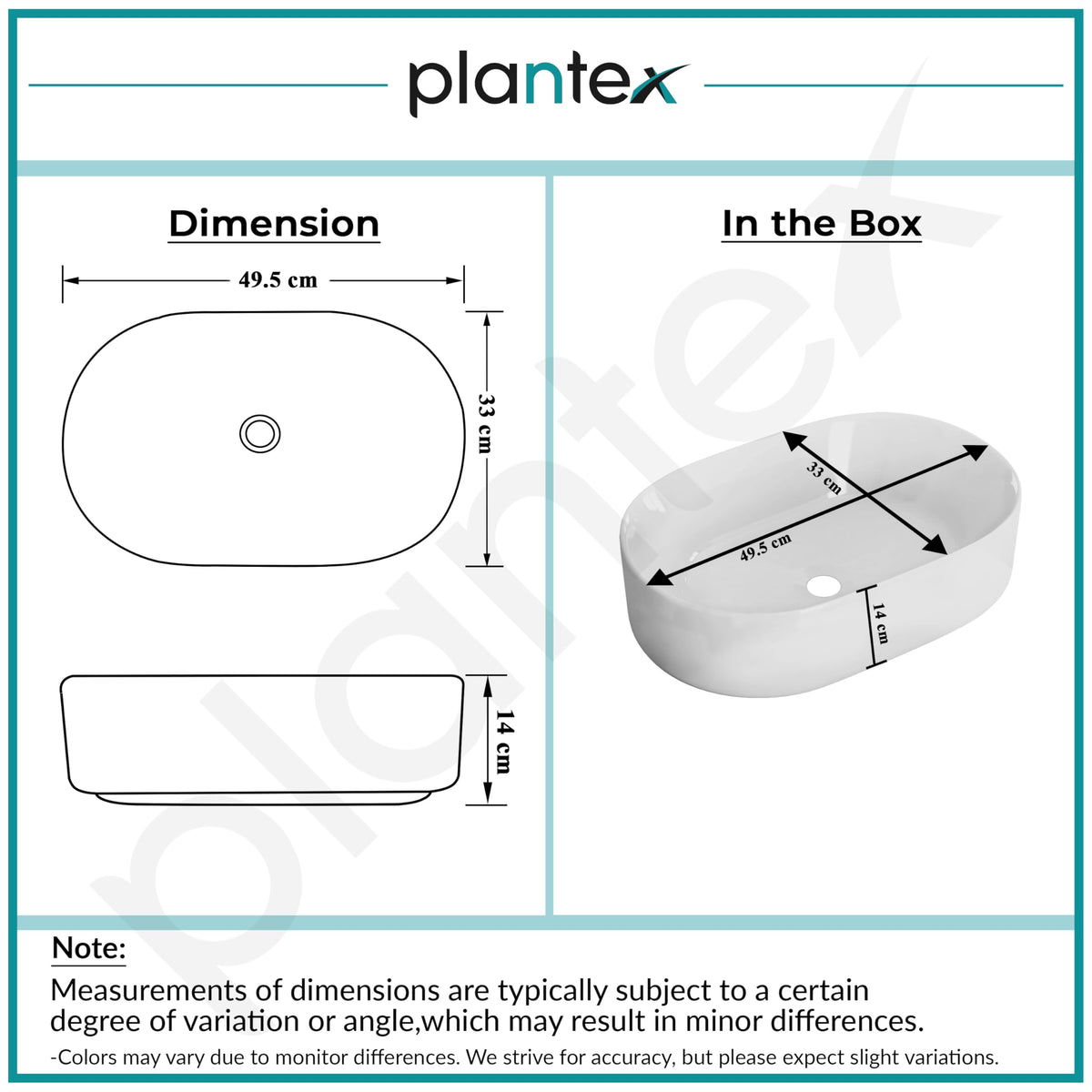 Plantex TableTop Wash Basin for Bathroom/Ceramic Basin with 10 Years Glaze Warranty by Plantex/Washbasin for Home/Hotel/Restaurant (Glossy White - 19 x 13 x 5.5 Inch)-2